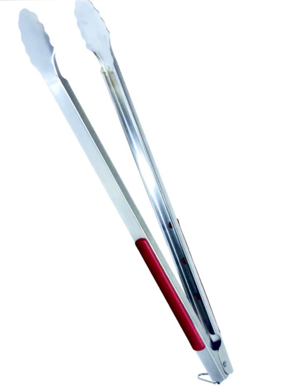 Grill Pro 15” Professional Long Tongs with red soft grip rubber inserts.